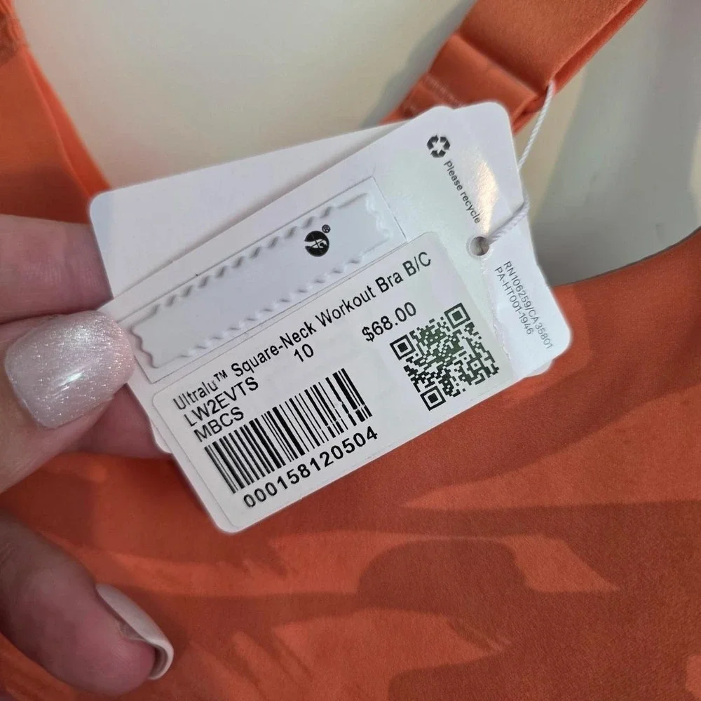 Lululemon Ultralu Square Neck Workout Bra B/C orange camouflage